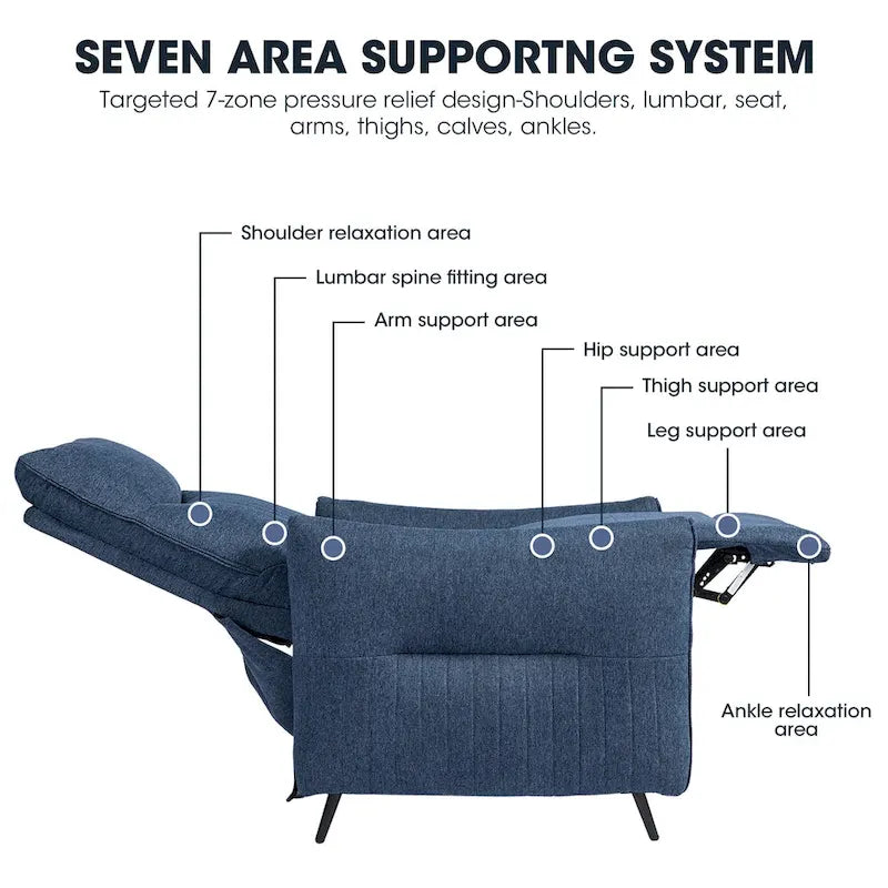 41" Terugduwbare relaxfauteuil met ergonomische gesegmenteerde rugleuning