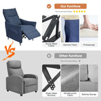 41" Terugduwbare relaxfauteuil met ergonomische gesegmenteerde rugleuning