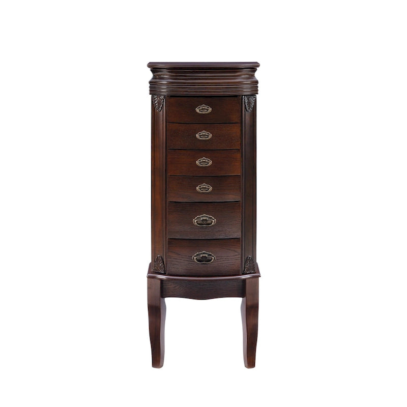 6-Laden Houten Sieradenkast met Spiegel - 102,2 cm H