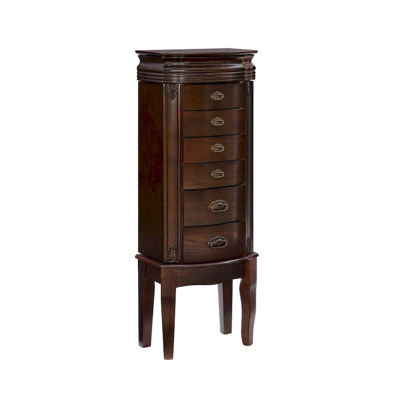 6-Laden Houten Sieradenkast met Spiegel - 102,2 cm H