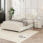 Platformbed, Tweepersoons/Queensize, Fluweel Gestoffeerd Frame, Gecapitonneerd Hoofd- en Voetbord, Geen Boxspring Nodig