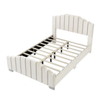 Platformbed, Tweepersoons/Queensize, Fluweel Gestoffeerd Frame, Gecapitonneerd Hoofd- en Voetbord, Geen Boxspring Nodig