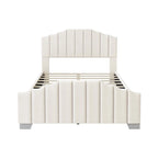 Platformbed, Tweepersoons/Queensize, Fluweel Gestoffeerd Frame, Gecapitonneerd Hoofd- en Voetbord, Geen Boxspring Nodig