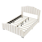 Platformbed, Tweepersoons/Queensize, Fluweel Gestoffeerd Frame, Gecapitonneerd Hoofd- en Voetbord, Geen Boxspring Nodig