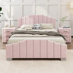 Platformbed, Tweepersoons/Queensize, Fluweel Gestoffeerd Frame, Gecapitonneerd Hoofd- en Voetbord, Geen Boxspring Nodig