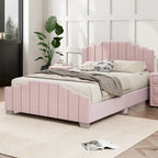 Platformbed, Tweepersoons/Queensize, Fluweel Gestoffeerd Frame, Gecapitonneerd Hoofd- en Voetbord, Geen Boxspring Nodig