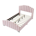 Platformbed, Tweepersoons/Queensize, Fluweel Gestoffeerd Frame, Gecapitonneerd Hoofd- en Voetbord, Geen Boxspring Nodig