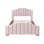 Platformbed, Tweepersoons/Queensize, Fluweel Gestoffeerd Frame, Gecapitonneerd Hoofd- en Voetbord, Geen Boxspring Nodig