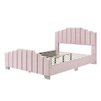 Platformbed, Tweepersoons/Queensize, Fluweel Gestoffeerd Frame, Gecapitonneerd Hoofd- en Voetbord, Geen Boxspring Nodig