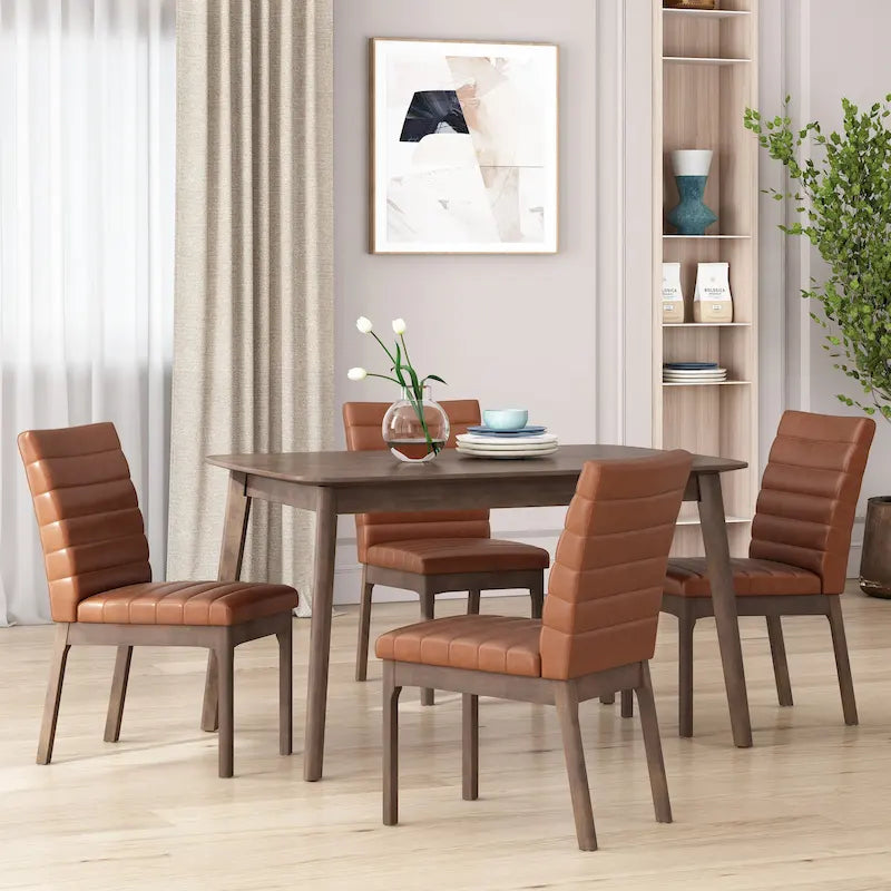Eetkamerstoelen met kanaalstiksels, set van 4
