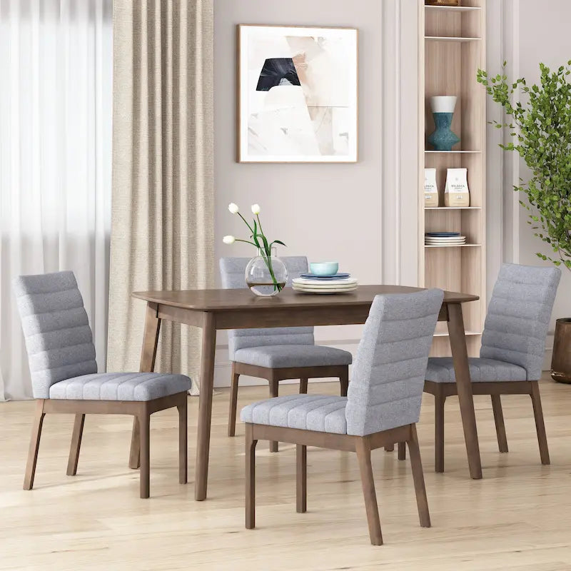 Eetkamerstoelen met kanaalstiksels, set van 4