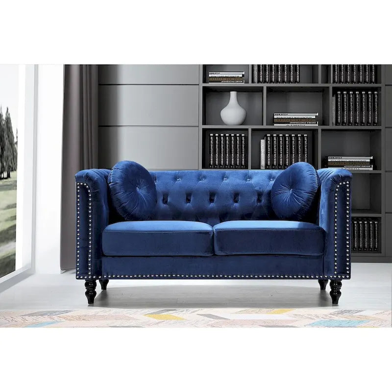 Klassieke fluwelen loveseat met nagelkoppen