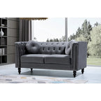 Klassieke fluwelen loveseat met nagelkoppen