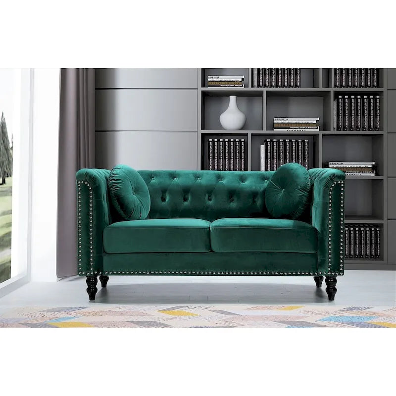 Klassieke fluwelen loveseat met nagelkoppen
