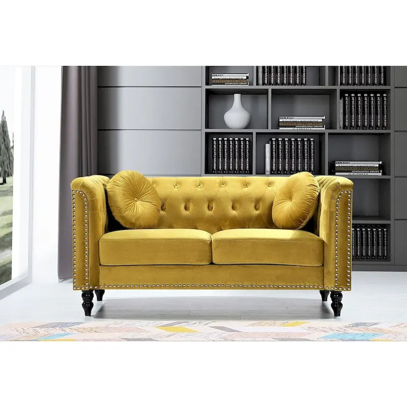 Klassieke fluwelen loveseat met nagelkoppen