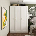 120 cm Brede Armoire Kledingkast met 3 Deuren, 2 Ophangroedes & Bloemenhandgrepen