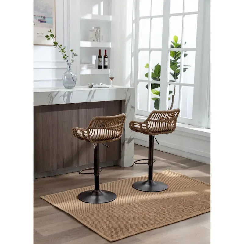Draaibare Barkrukken Set van 2, Verstelbare Eettafelstoelen met Voetsteun voor Keuken en Eetkamer