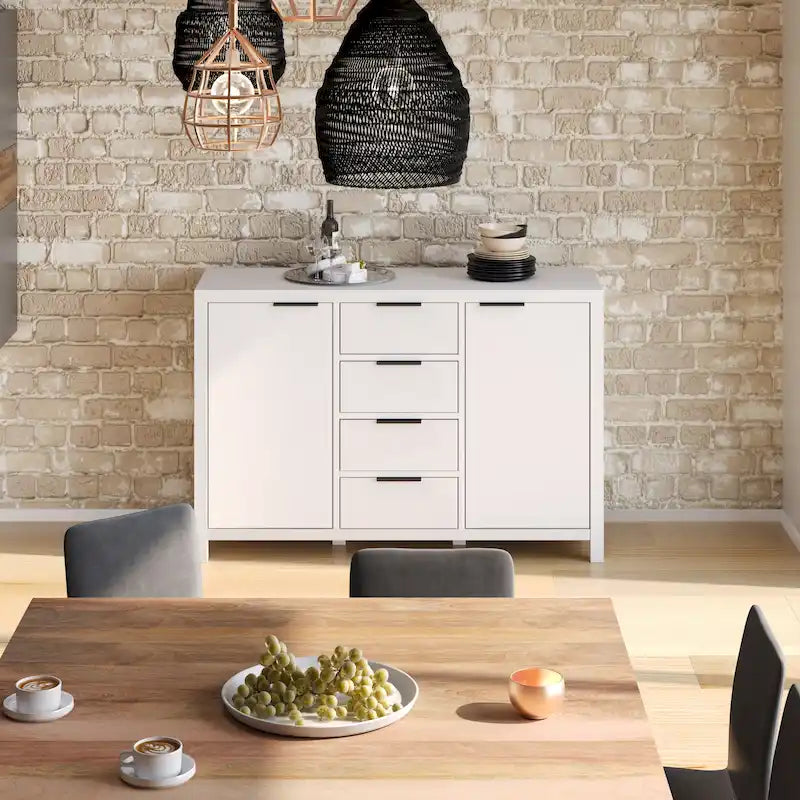 54-inch massief houten dressoir met lades en kasten