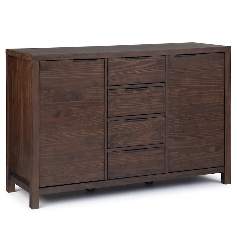 54-inch massief houten dressoir met lades en kasten