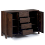 54-inch massief houten dressoir met lades en kasten