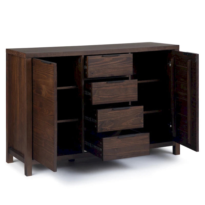 54-inch massief houten dressoir met lades en kasten