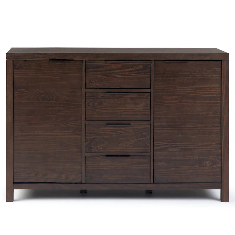 54-inch massief houten dressoir met lades en kasten