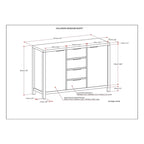 54-inch massief houten dressoir met lades en kasten