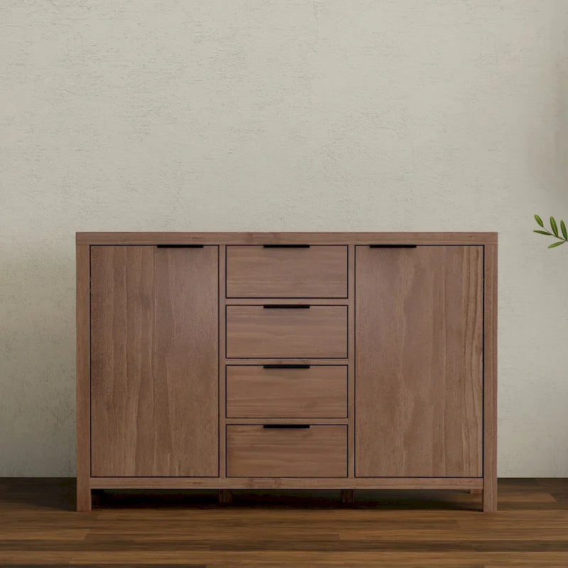 54-inch massief houten dressoir met lades en kasten