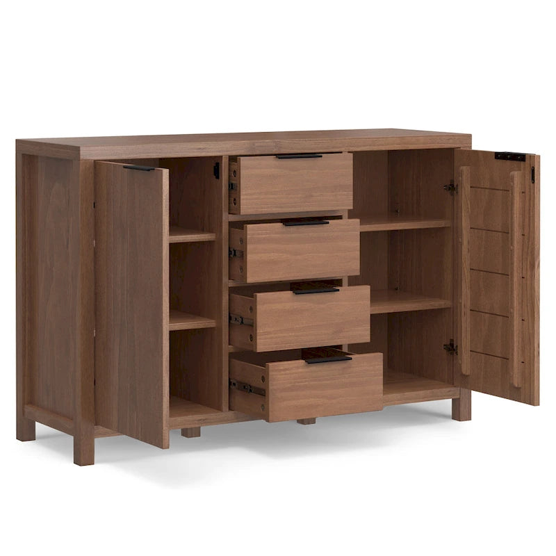 54-inch massief houten dressoir met lades en kasten