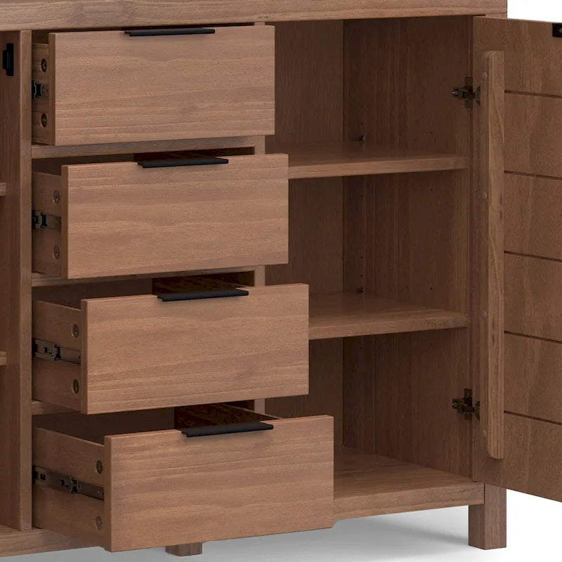 54-inch massief houten dressoir met lades en kasten