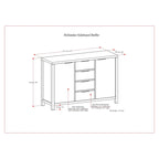 54-inch massief houten dressoir met lades en kasten