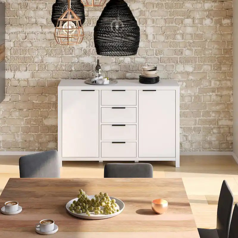 54-inch massief houten dressoir met lades en kasten
