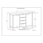 54-inch massief houten dressoir met lades en kasten