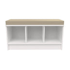 Opbergbank met 3 vakken en beige kussen