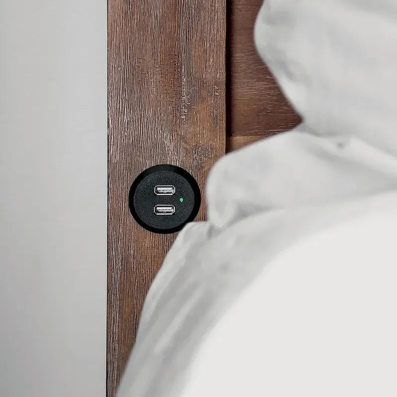 Rustiek Houten Opbergbed met 2 Laden en Hoofdbord met USB-Aansluiting
