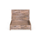Rustiek Houten Opbergbed met 2 Laden en Hoofdbord met USB-Aansluiting