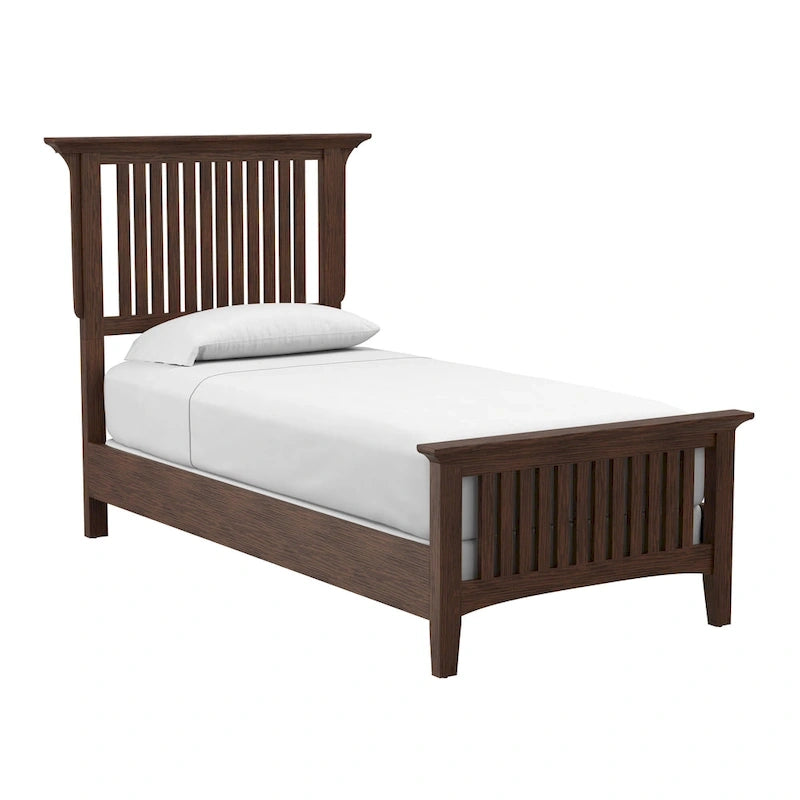 Mission-stijl houten bedframe met vintage eiken afwerking