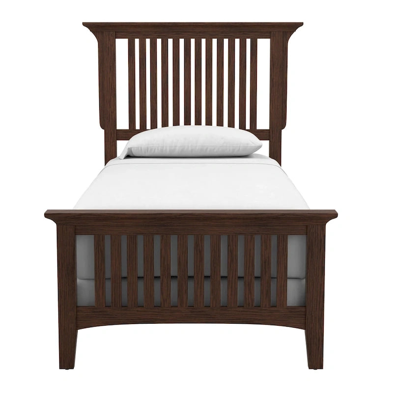 Mission-stijl houten bedframe met vintage eiken afwerking