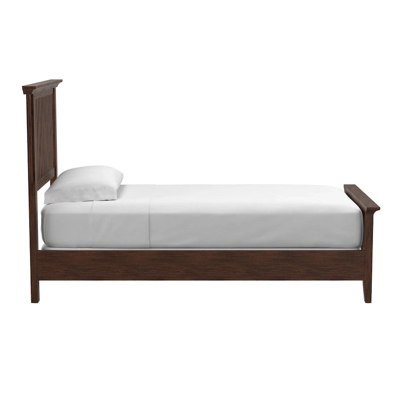 Mission-stijl houten bedframe met vintage eiken afwerking
