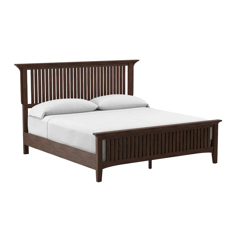 Mission-stijl houten bedframe met vintage eiken afwerking