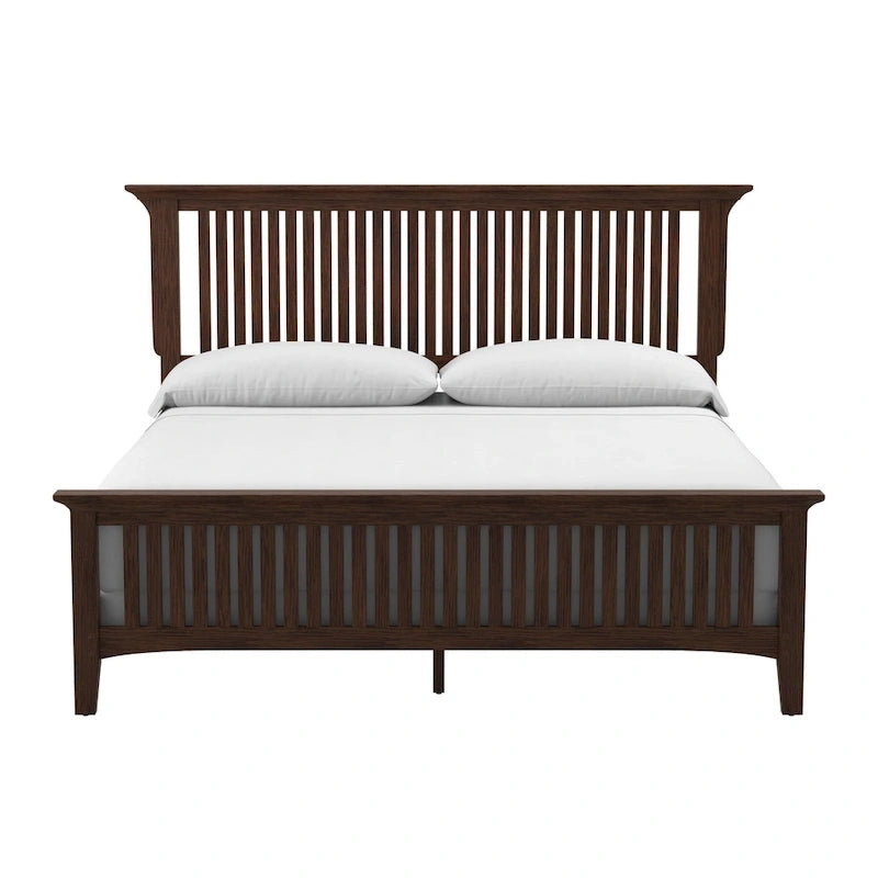 Mission-stijl houten bedframe met vintage eiken afwerking