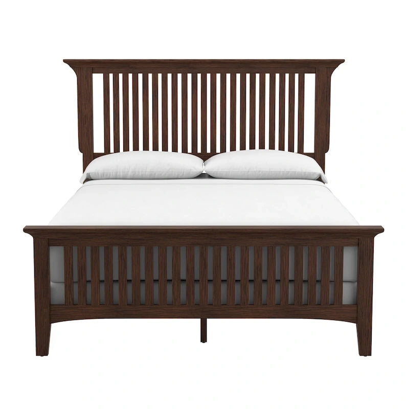 Mission-stijl houten bedframe met vintage eiken afwerking