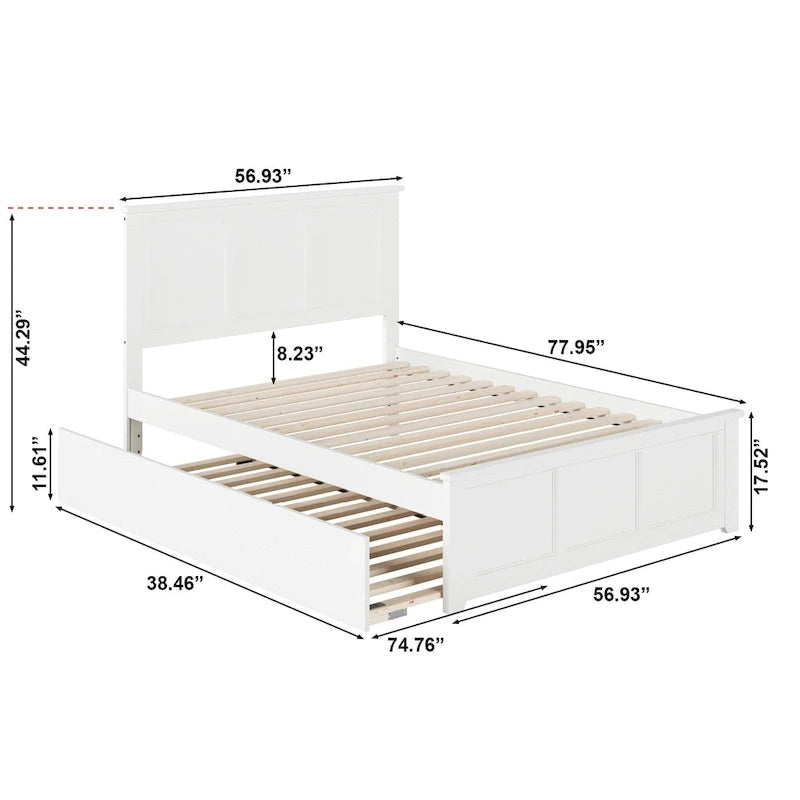 Wit Volledig Platformbed met Uitschuifbaar Eenpersoonsbed