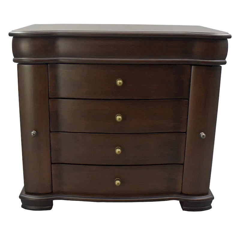 Large Brushed Brown Jewelry Box - N/A