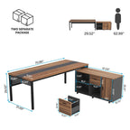 70,8-inch directiebureau met 47-inch ladeblok