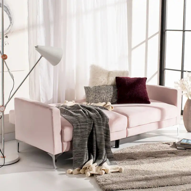 Hedendaags Opvouwbaar Fluweel Futonbed met Chromen Poten