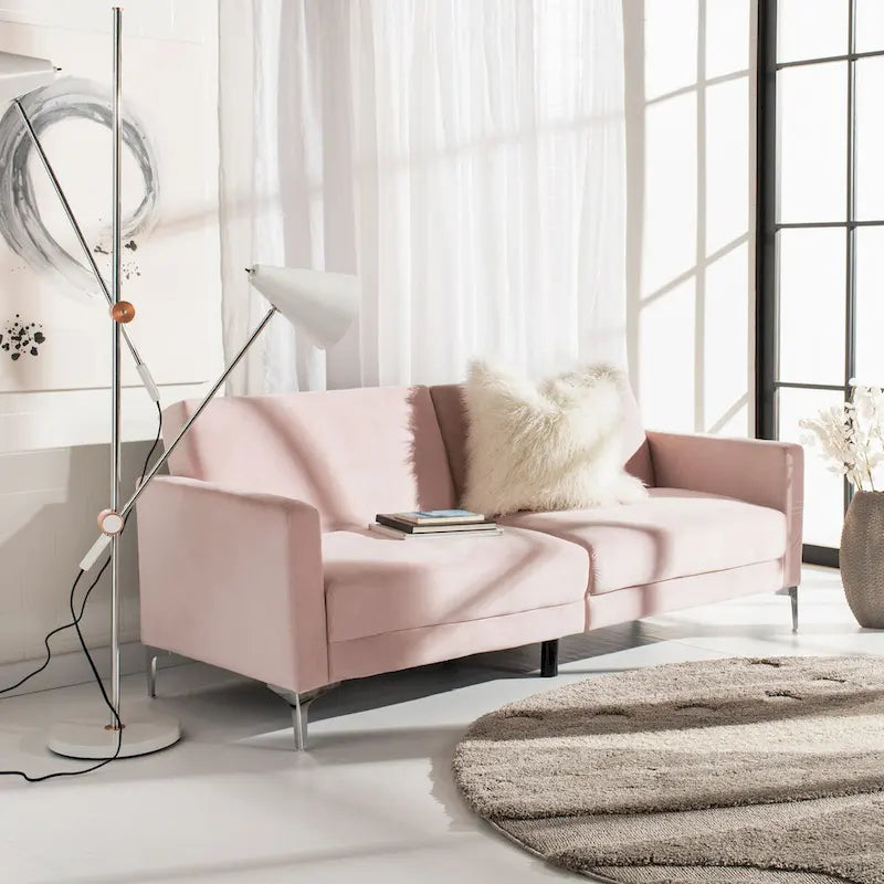 Hedendaags Opvouwbaar Fluweel Futonbed met Chromen Poten