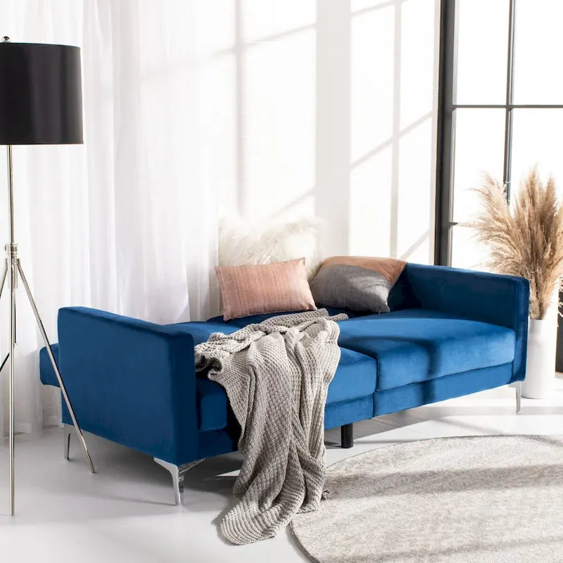 Hedendaags Opvouwbaar Fluweel Futonbed met Chromen Poten