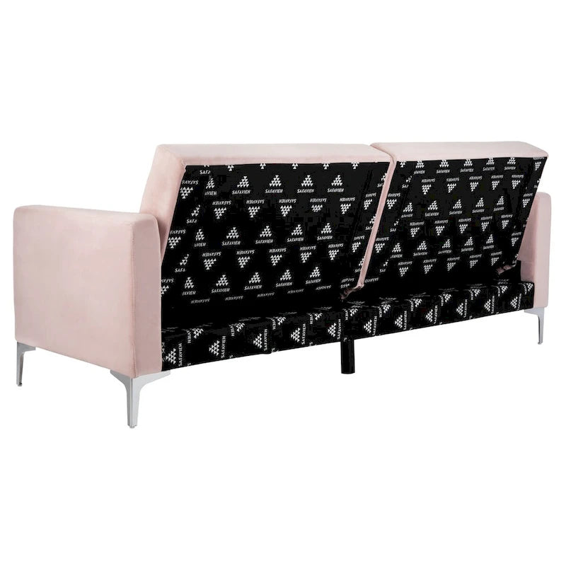 Hedendaags Opvouwbaar Fluweel Futonbed met Chromen Poten