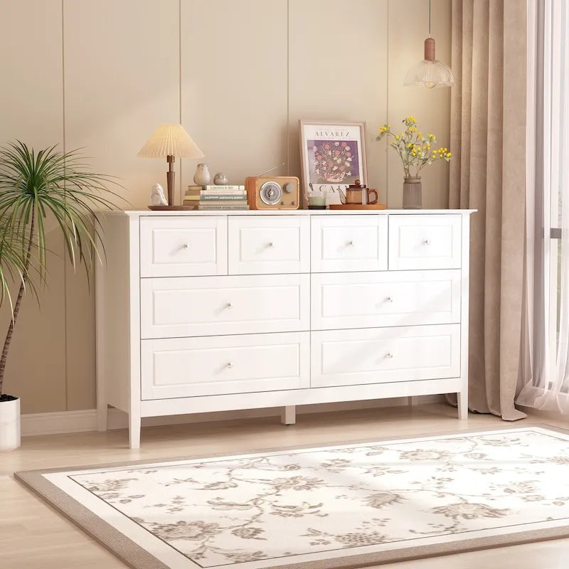 Commode met 6 lades en zilveren ronde knoppen